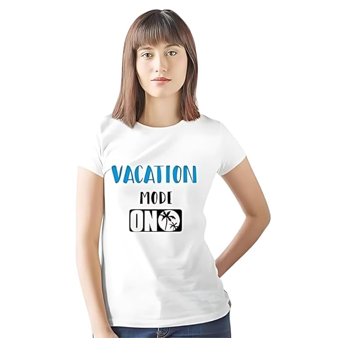 Vacation Mode On Graphic Print Women’s T-Shirt – Casual Travel Cotton Tee
