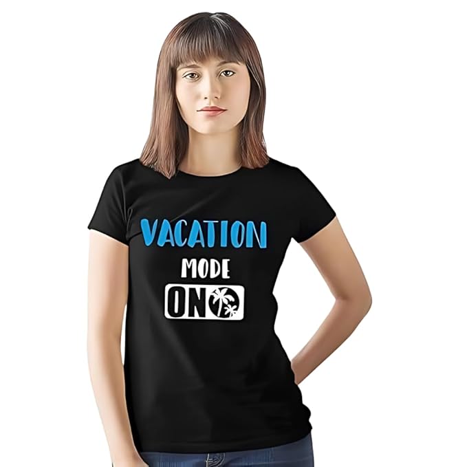 Vacation Mode On Graphic Print Women’s T-Shirt – Casual Travel Cotton Tee