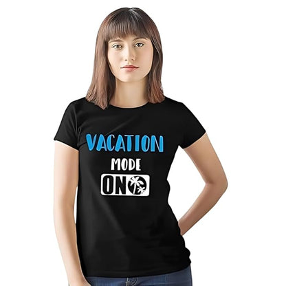 Vacation Mode On Graphic Print Women’s T-Shirt – Casual Travel Cotton Tee
