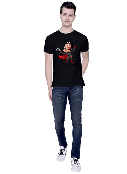 Naya Hai Toh Desh Ka Naya Jugaad Funny Graphic T-Shirt – Quirky Cartoon Black Tee
