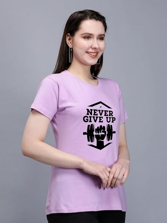Never Give Up Graphic Print Women's T-Shirt