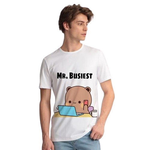 Miss. Busiest Cute Panda Graphic T-Shirt – Funny Work Mode Women’s Tee