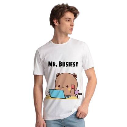 Miss. Busiest Cute Panda Graphic T-Shirt – Funny Work Mode Women’s Tee