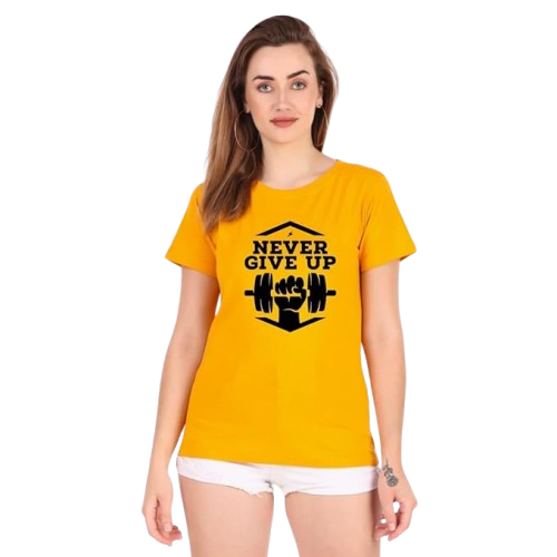 Never Give Up Graphic Print Women's T-Shirt