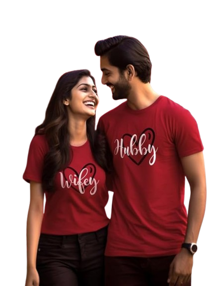 Hubby & Wifey Couple T-Shirt – Matching Love Graphic Tees for Couples