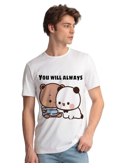 Be My Forever Cute Bear Graphic T-Shirt – Romantic Printed Women’s Tee