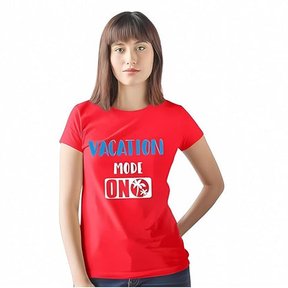 Vacation Mode On Graphic Print Women’s T-Shirt – Casual Travel Cotton Tee