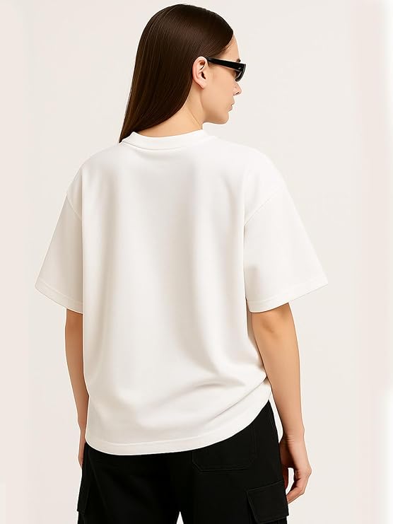 Women's Oversized Off-White "Eat Pasta Run Fasta" Graphic T-Shirt | Premium Cotton Tee