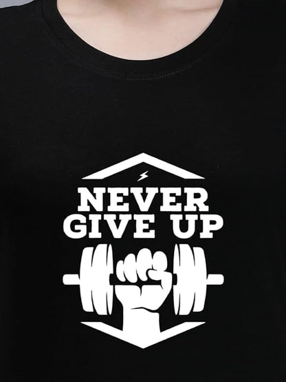 Never Give Up Graphic Print Women's T-Shirt