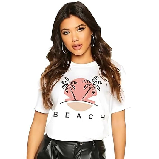 Beach Vibes Graphic Women’s T-Shirt – Summer Cotton Casual Tee