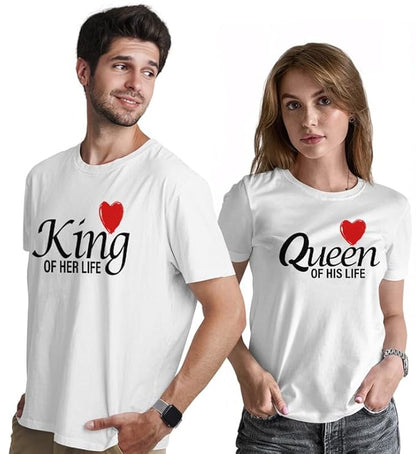 King & Queen Couple T-Shirt Set – Perfect for Lovers | Matching Cotton Tees