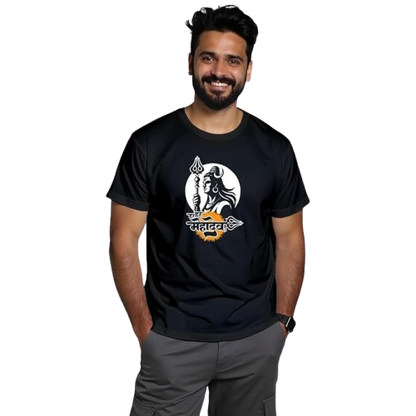 Mahadev Graphic Print – Spiritual Black T-Shirt