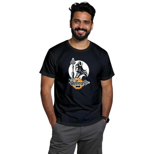 Mahadev Graphic Print – Spiritual Black T-Shirt
