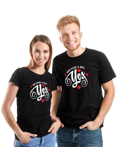 He Said Yes / She Said Yes – Engagement Couple T-Shirts