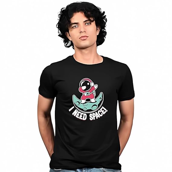 I Need Space Astronaut Graphic Print Men’s T-Shirt – Space Cotton Casual Tee