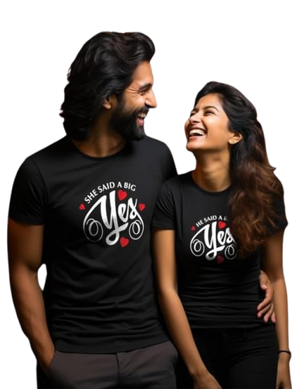 He Said Yes / She Said Yes – Engagement Couple T-Shirts