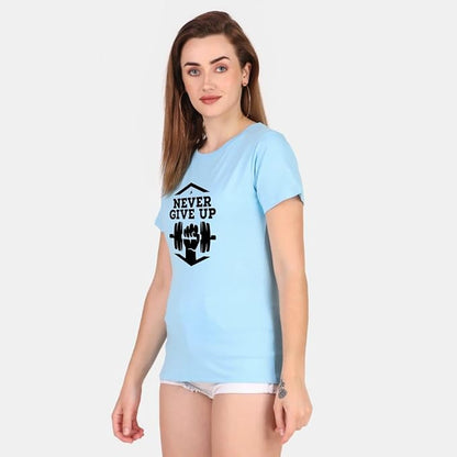 Never Give Up Graphic Print Women's T-Shirt