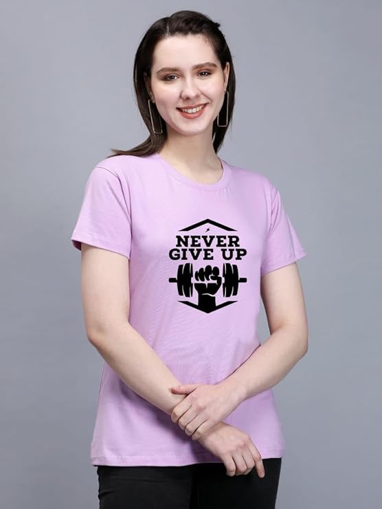 Never Give Up Graphic Print Women's T-Shirt