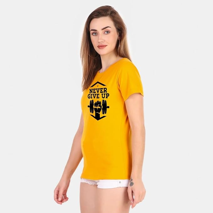 Never Give Up Graphic Print Women's T-Shirt