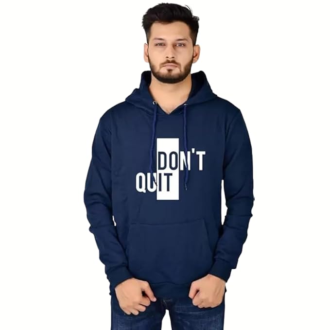 Don’t Quit Motivational Graphic Print Men’s Hoodie – Cotton Blend Winter Sweatshirt