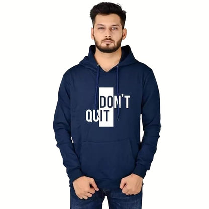Don’t Quit Motivational Graphic Print Men’s Hoodie – Cotton Blend Winter Sweatshirt