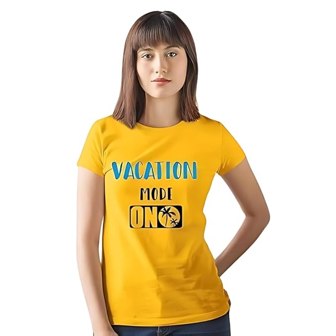 Vacation Mode On Graphic Print Women’s T-Shirt – Casual Travel Cotton Tee