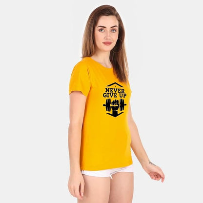 Never Give Up Graphic Print Women's T-Shirt