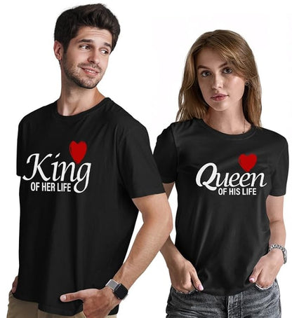King & Queen Couple T-Shirt Set – Perfect for Lovers | Matching Cotton Tees