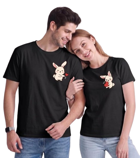 Cute Rabbit Couple Matching T-Shirts – Adorable Couple Tees
