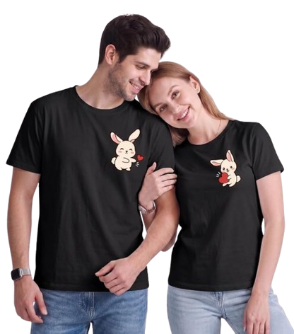 Cute Rabbit Couple Matching T-Shirts – Adorable Couple Tees