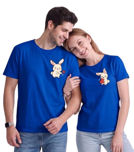 Cute Rabbit Couple Matching T-Shirts – Adorable Couple Tees