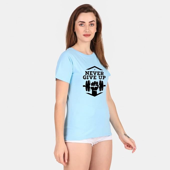 Never Give Up Graphic Print Women's T-Shirt