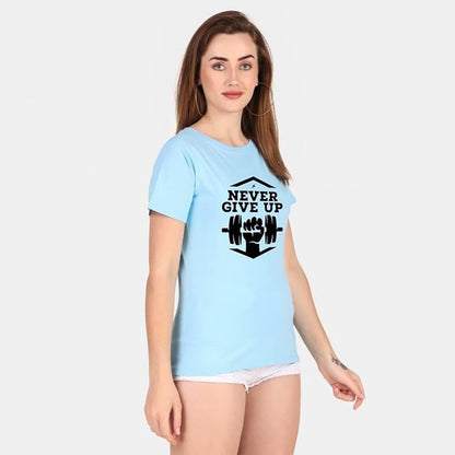Never Give Up Graphic Print Women's T-Shirt