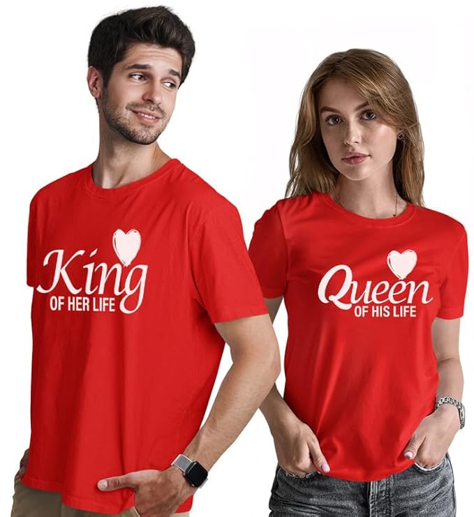 King & Queen Couple T-Shirt Set – Perfect for Lovers | Matching Cotton Tees