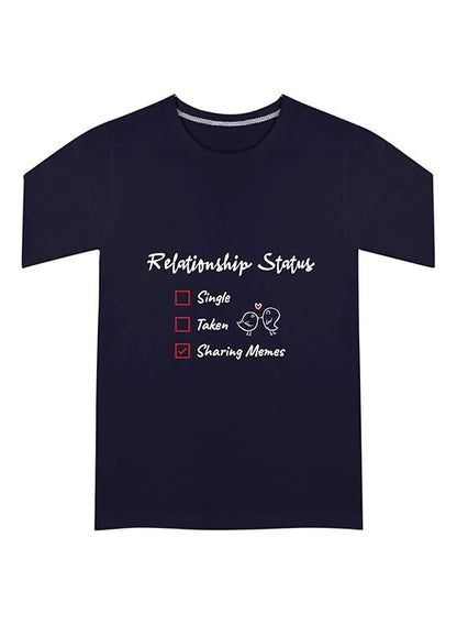 Fun “Relationship Status: Sharing Memes” Graphic Print Men’s T-Shirt – Cotton Casual Tee
