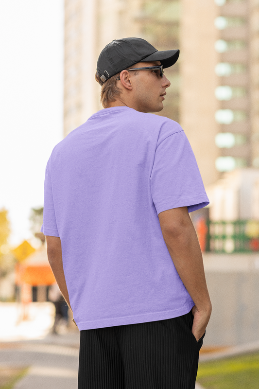 Basic Solid Oversized Men's Lavender Cotton T-shirt