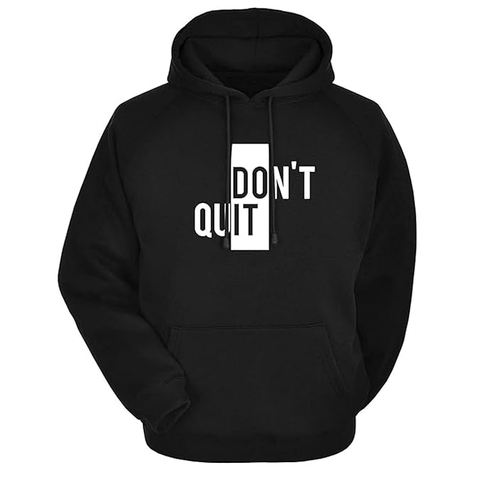 Don’t Quit Motivational Graphic Print Men’s Hoodie – Cotton Blend Winter Sweatshirt