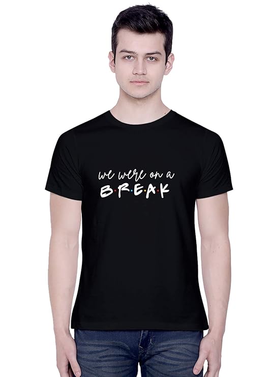 Men’s Black Graphic T-Shirt – “We Were On A Break” Quote Print