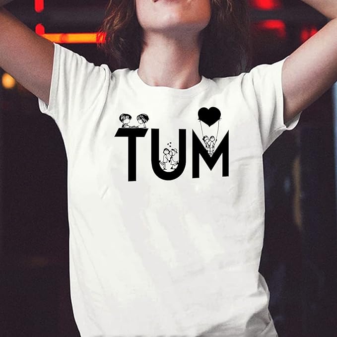 Hum Tum Graphic Print Couple T-Shirt Set