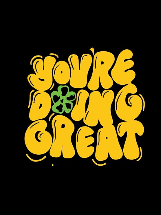 PD CLORI Women’s Blue Cotton Graphic T-Shirt with ‘You’re Doing Great’ Print