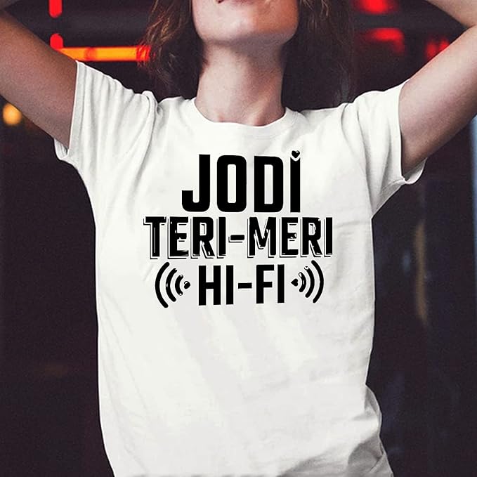 Jodi Teri Meri Hi Fi Graphic Print Couple T-Shirt Set