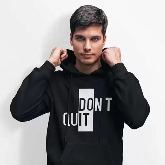 Don’t Quit Motivational Graphic Print Men’s Hoodie – Cotton Blend Winter Sweatshirt