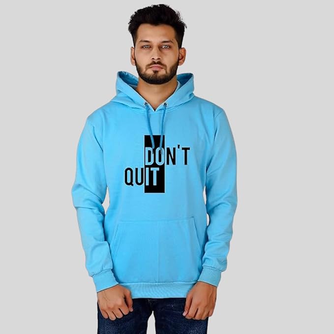 Don’t Quit Motivational Graphic Print Men’s Hoodie – Cotton Blend Winter Sweatshirt