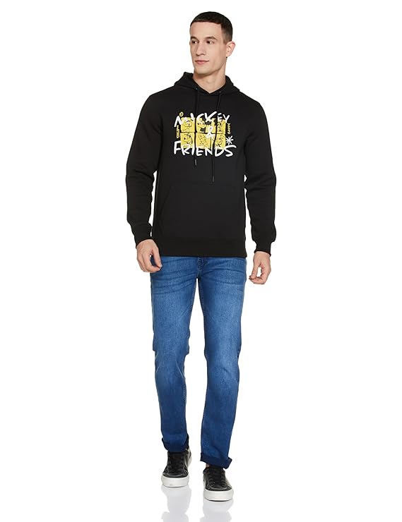 Classic Cartoon Friends Graphic Print Men’s Hoodie – Casual Cotton Blend Hoodie