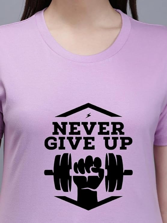 Never Give Up Graphic Print Women's T-Shirt