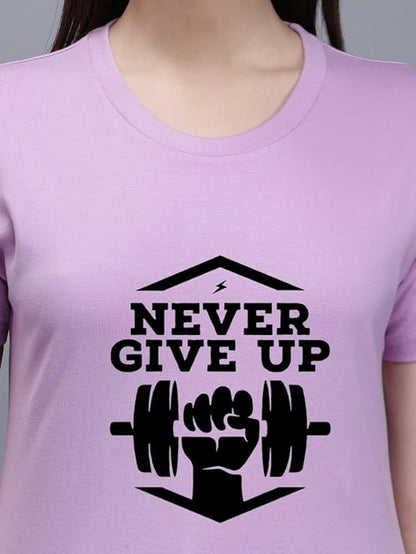 Never Give Up Graphic Print Women's T-Shirt