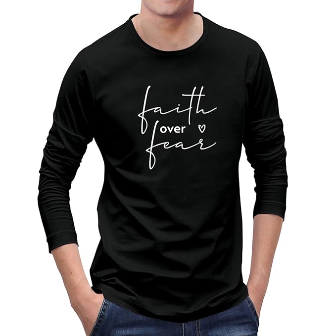 Men's Black 'Faith Over Fear' Long Sleeve T-Shirt