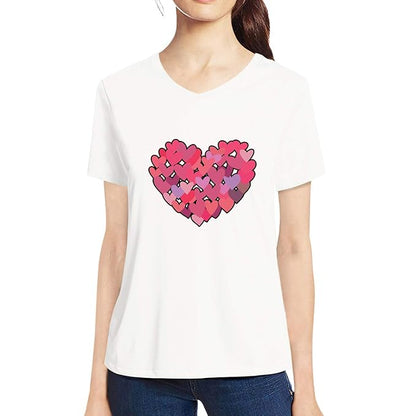Minimal Heart Graphic White Round Neck T-Shirt for Women | Soft Cotton Casual Tee