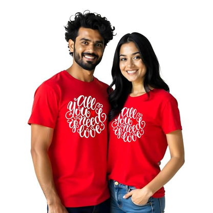 PD CLORI Matching Couple T-Shirts, Black Cotton, Love Design Print