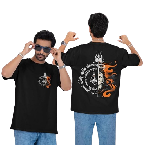 Minimal Shiv Emblem – Spiritual Black T-Shirt